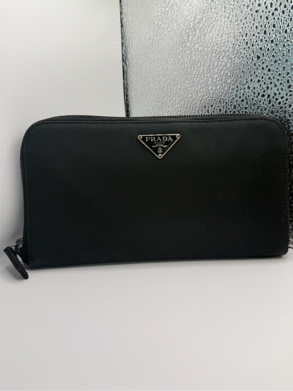 PRADA Black Tessuto Nylon Zip-Around Continental Wallet